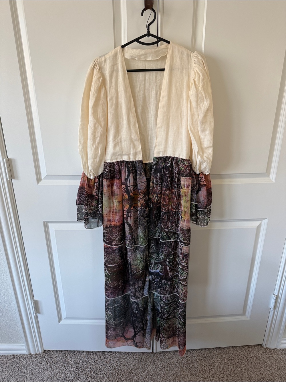 Women's Cream and Multi Printed Beach Coverup